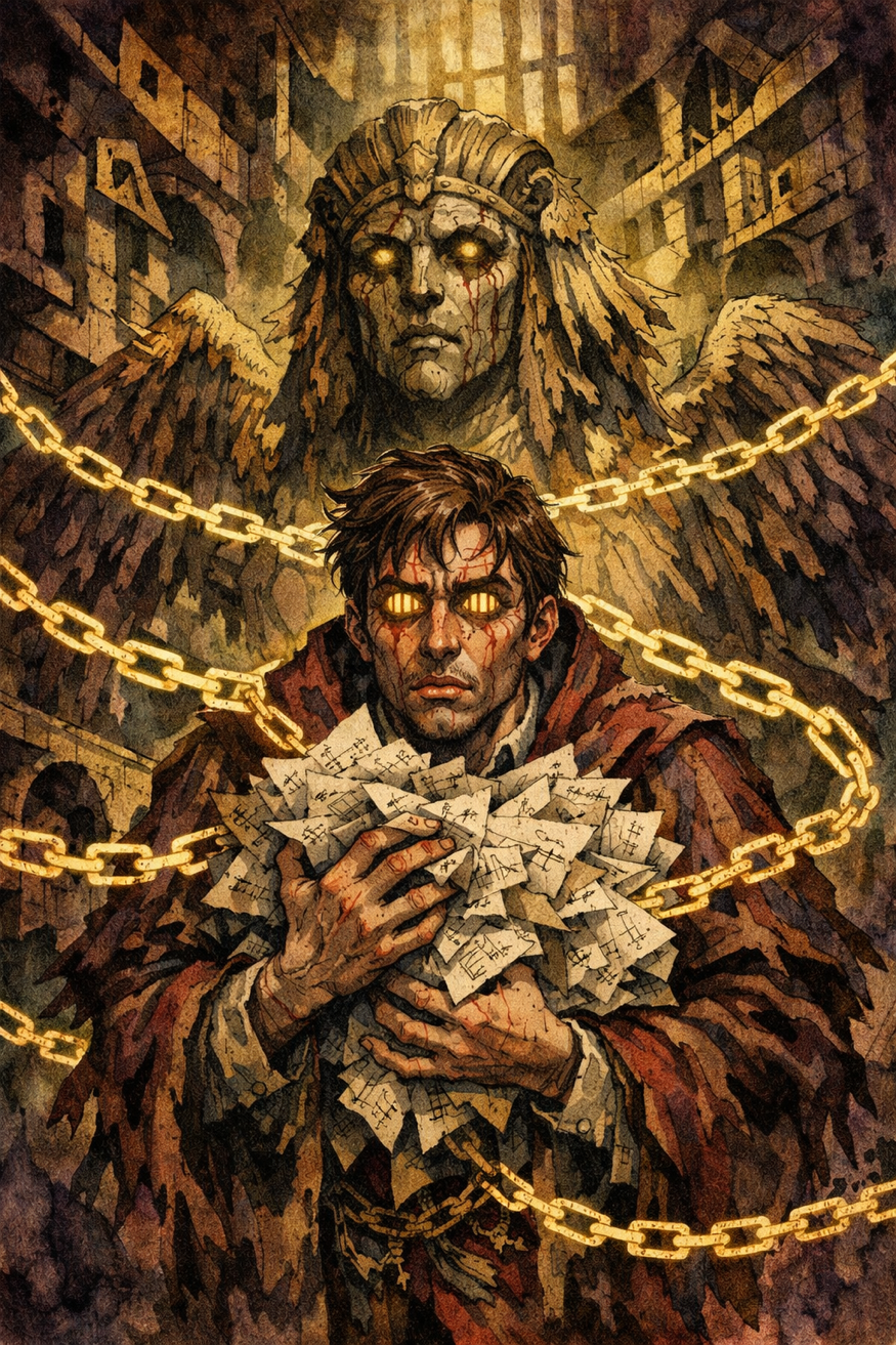 Warlock bound to dying sphinx